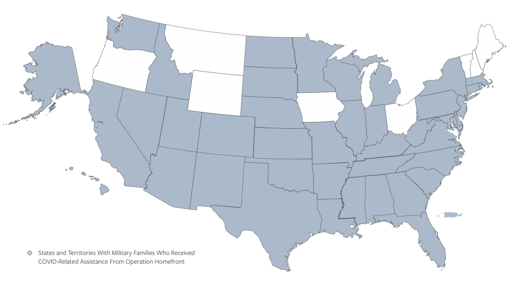 States and Territories with Military Families Who Received COVID-Related Assistance from Operation Homefront