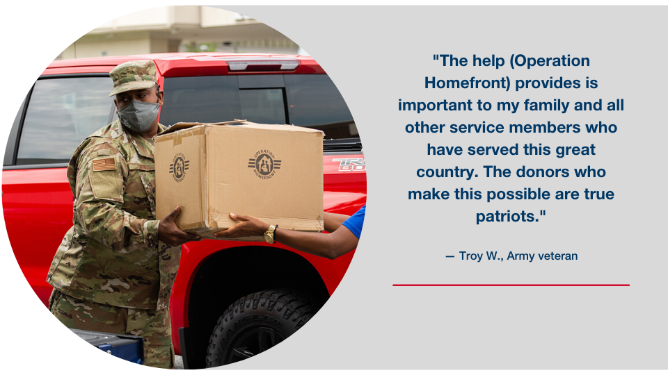 Quote from a service member about how Operation Homefront United we stand campaign impacted them