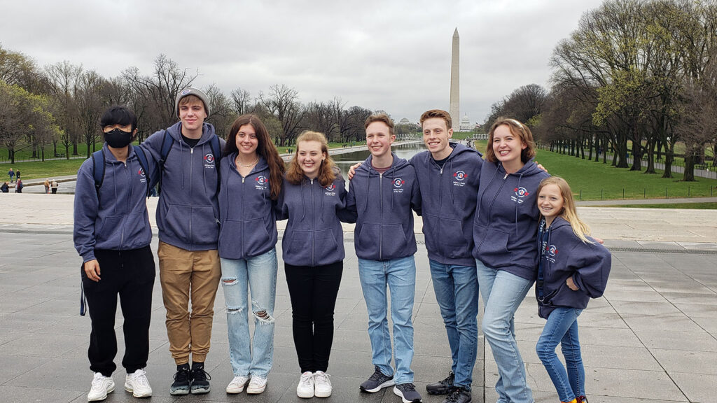 Military Child of the Year Recipients standing in front of the Washington Monument