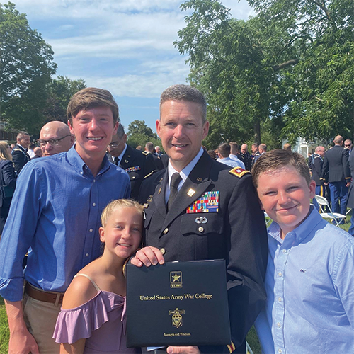 Military family at father graduation