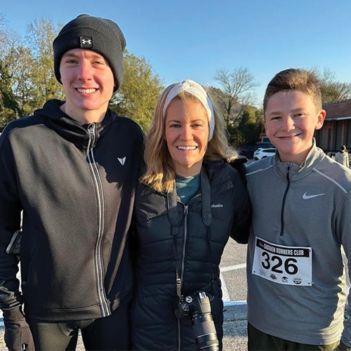 Family wearing running gear