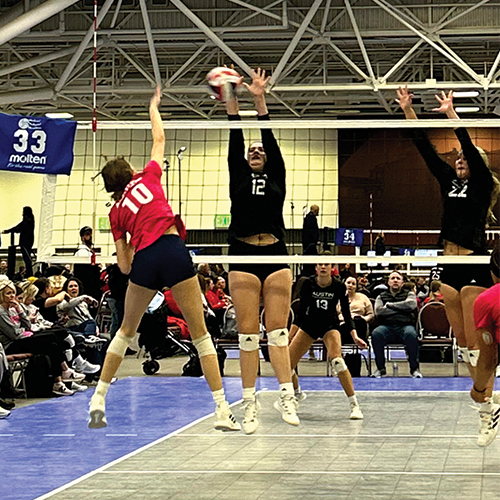 Girls playing volleyball